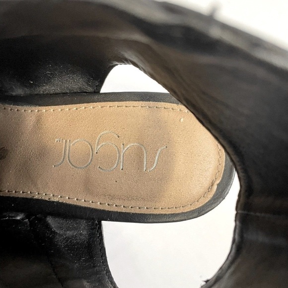 Sugar Rosetta Womens Black 6 M 1.5" Heel Block Style Sandals Shoes - Picture 9 of 12